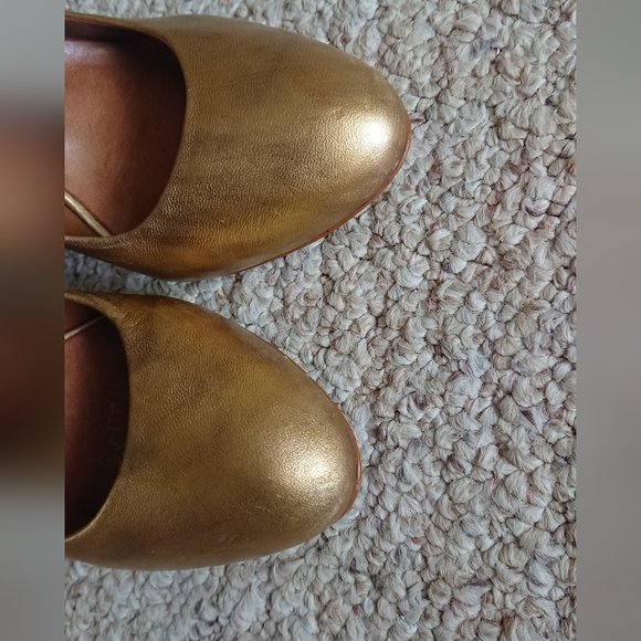Anthropologie Vicenza Gold Chunky Heels with Glitter Block Heel size 37/36.5 - Picture 7 of 14